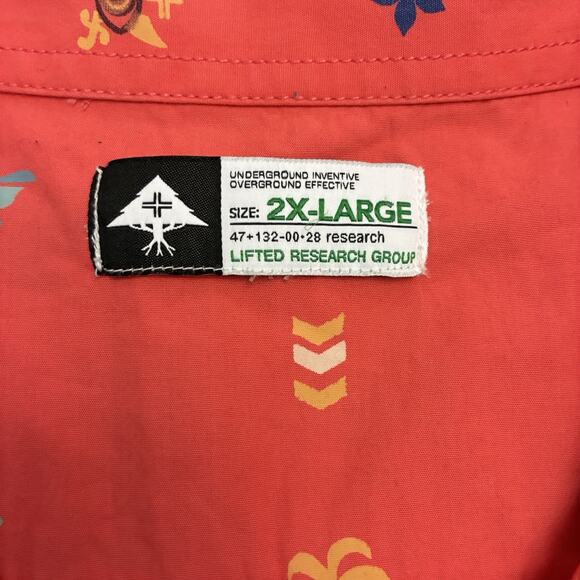 Vtg LRG Shirt Lifted Research Group Mens XXL Pink Tropical Vacation Button Down - Picture 3 of 9